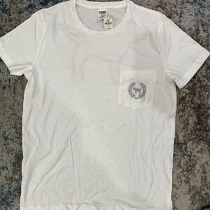 PINK White T-Shirt with Gray Logo